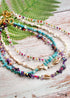 Boho Necklace, Blue Colorful Gold Shell